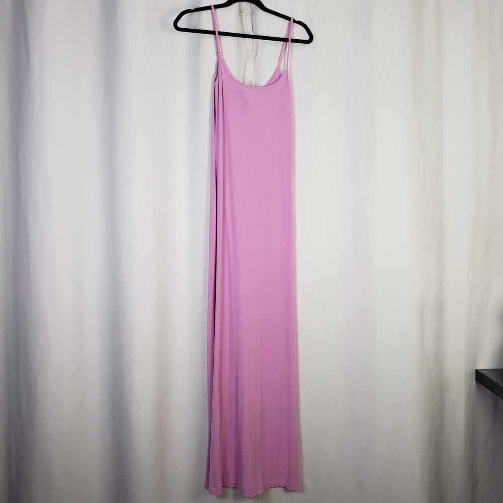SKIMS Soft Lounge Rib Maxi Dress Pink XL Adjustable Straps Scoop Neck Ribbed